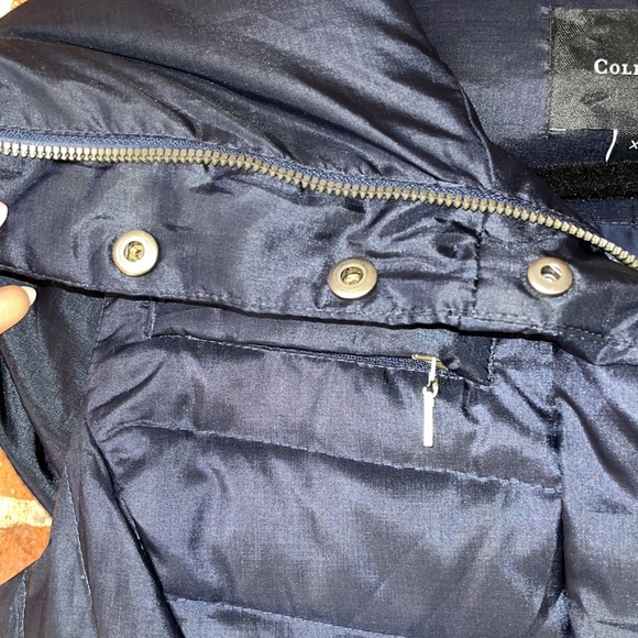 Cole Haan Vest Funnel Neck Hooded Puffer Navy Blue, Size Extra Small - Picture 3 of 8